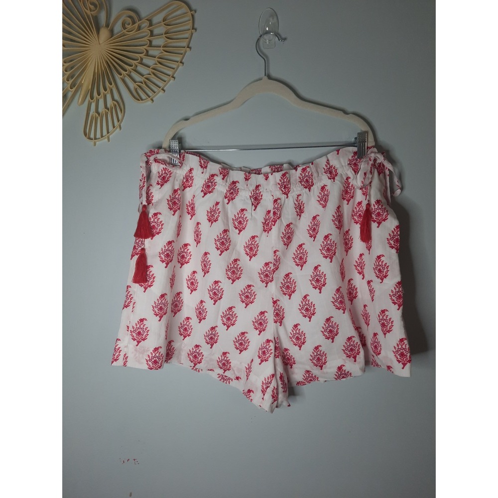 Roller Rabbit for Target Pink Block Print Tassel Shorts XL New